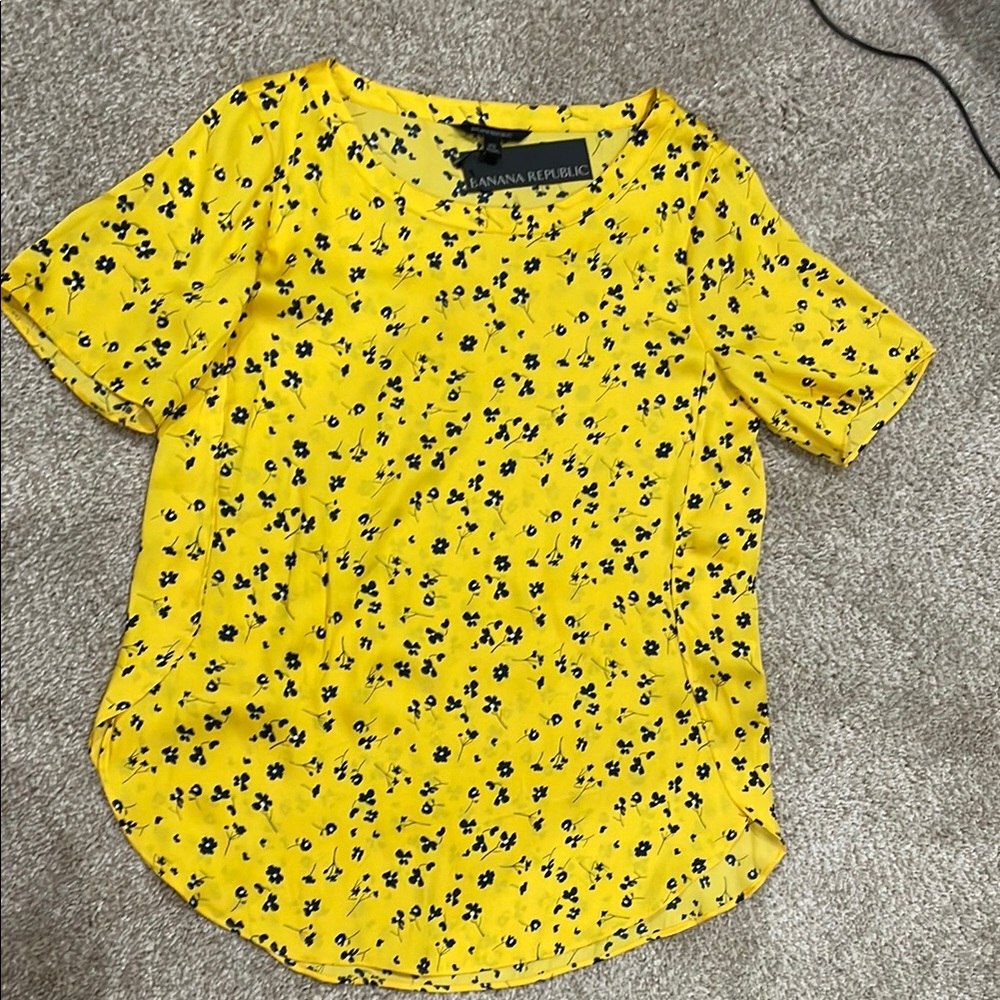 Banana Republic Yellow Floral Blouse, XS